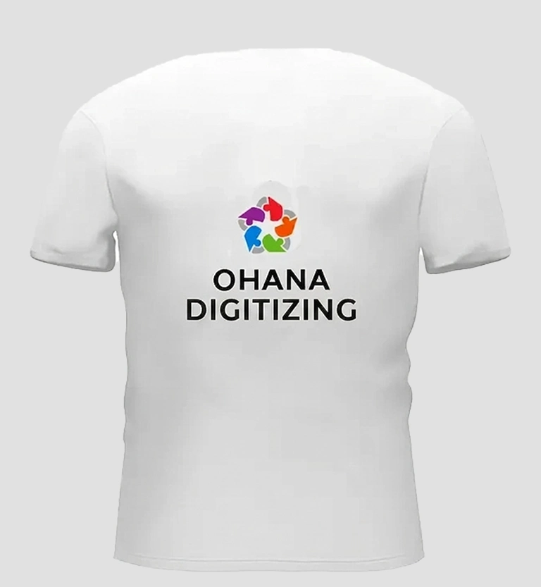 T shirt with Ohana Digitizing logo embroidered