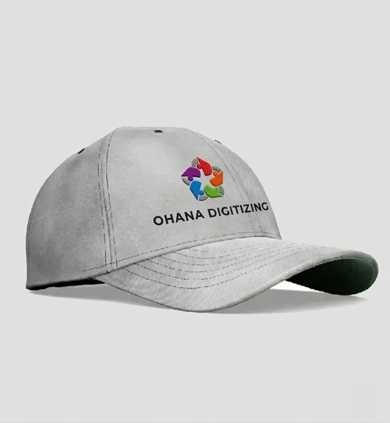 Embroidery on the side of a cap